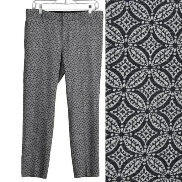 Banana Republic Sloan  Pants Pattern Gray Mid Rise Ankle Size 6 - Picture 1 of 13